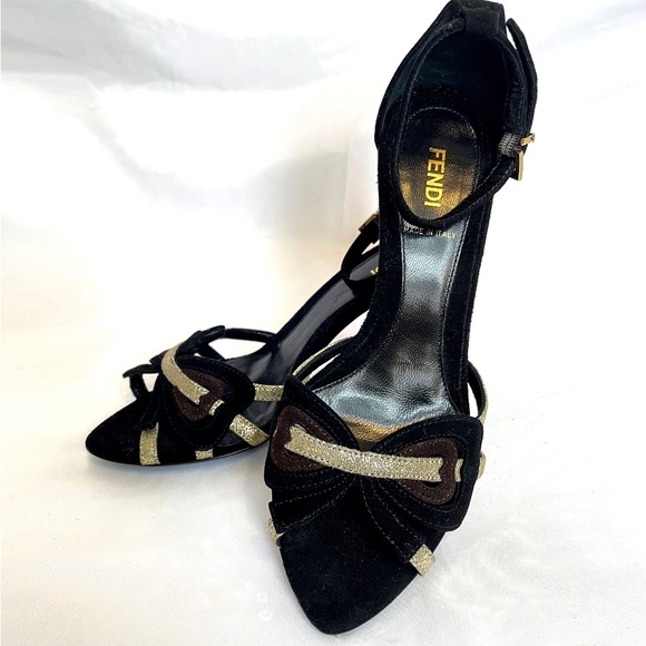 Fendi Heeled Suede Sandal